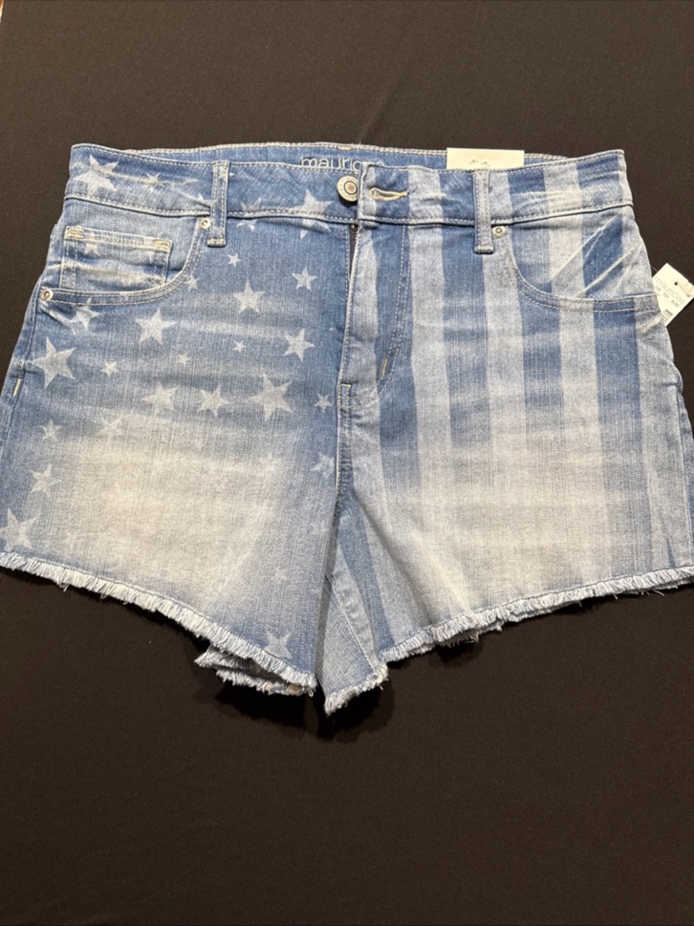Maurices Light Blue Star & Stripe High Waist Denim Shorts